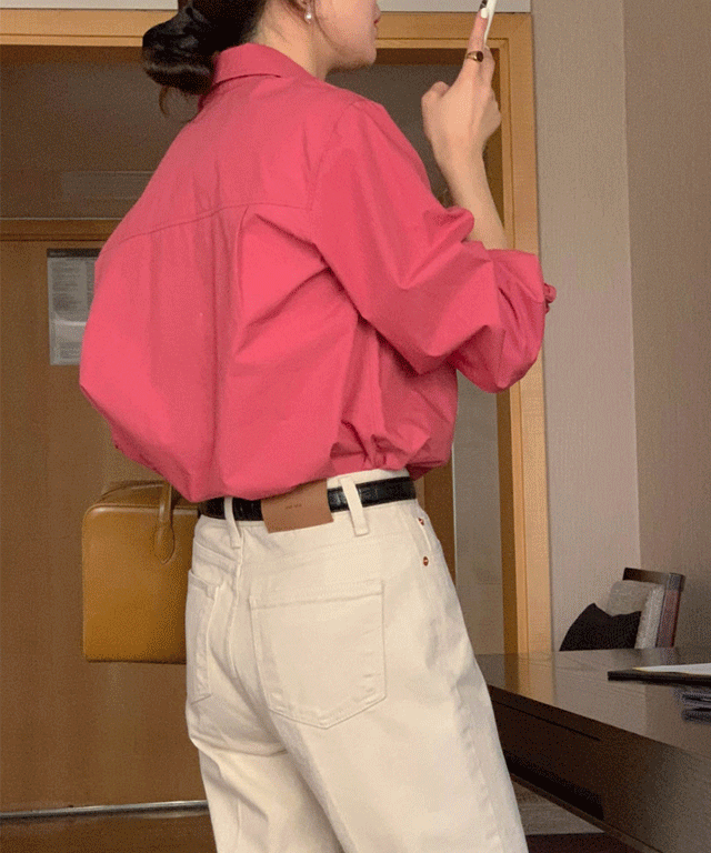 핑크 남방 루즈핏 기본 셔츠